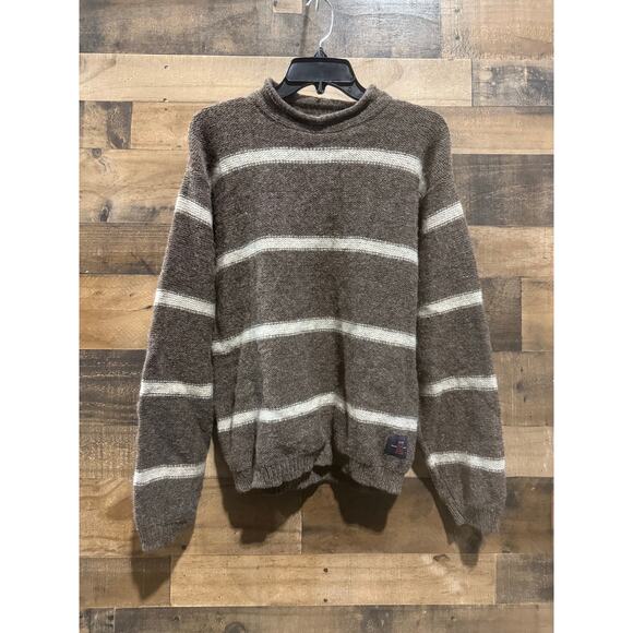 FL Wood Brown & Tan Striped Mock Turtleneck Sweater – Size Small Women - Picture 2 of 8